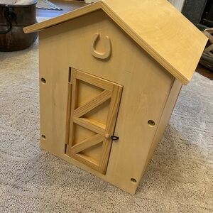 Wooden tack room for horses